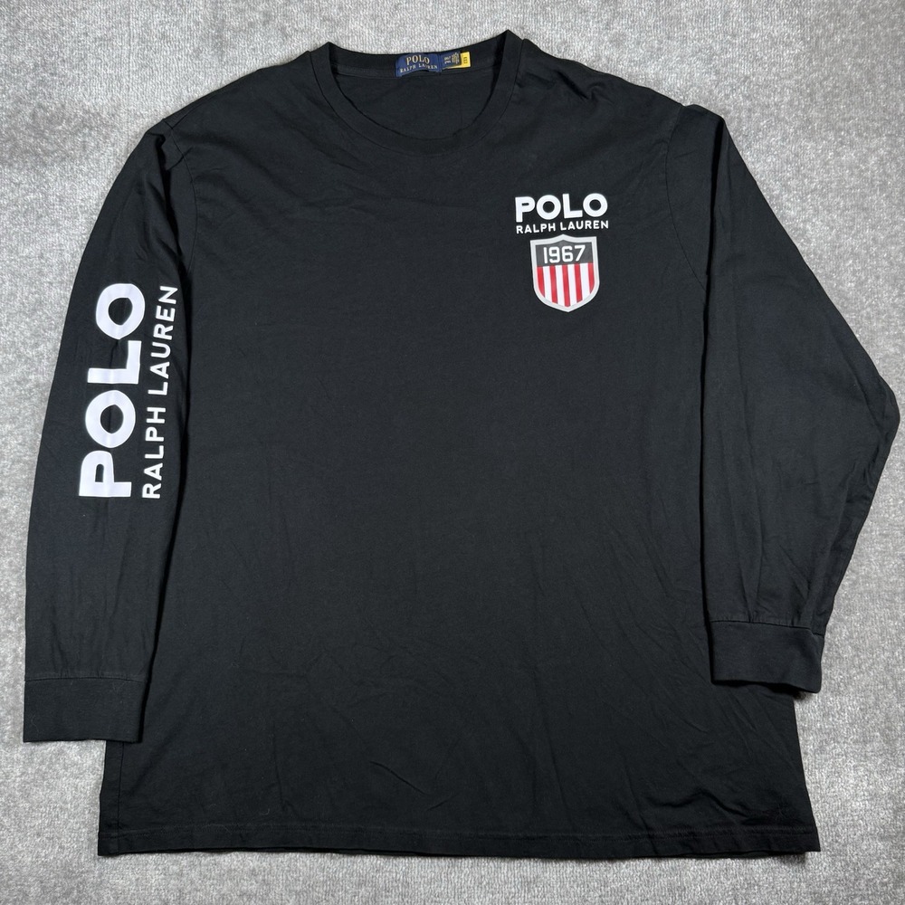 Polo Ralph Lauren Shirt Men's 2XLT Black Long Sleeve Crew Neck Logo